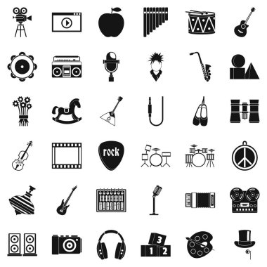 Müzik eğitimi Icons set, basit tarzı