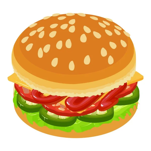 Иконка гамбургера, изометрический стиль — стоковый вектор