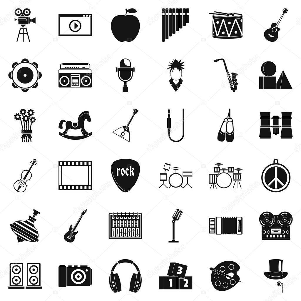 Musical education icons set, simple style