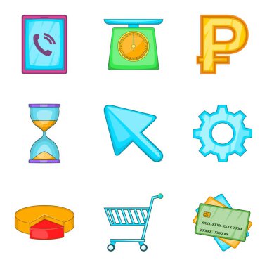 Gerçek para Icons set, karikatür tarzı