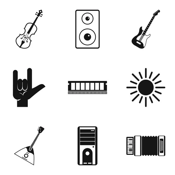 Music festival ikoner set, enkel stil — Stock vektor