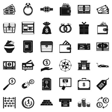 Para Icons set, basit tarzı toplamı