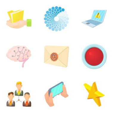 Ortak ağ Icons set, karikatür tarzı