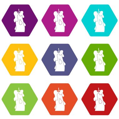  Renk altı yüzlü mum Icon set