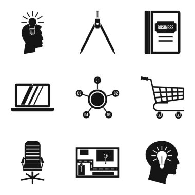 İş planlama çizelgeleme Icons set, basit tarzı