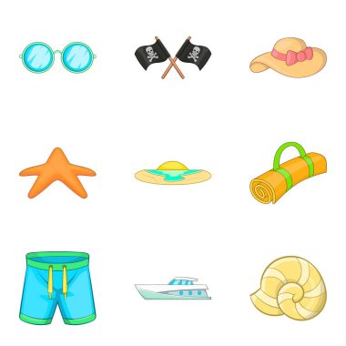 Denizcilik Icons set, karikatür tarzı