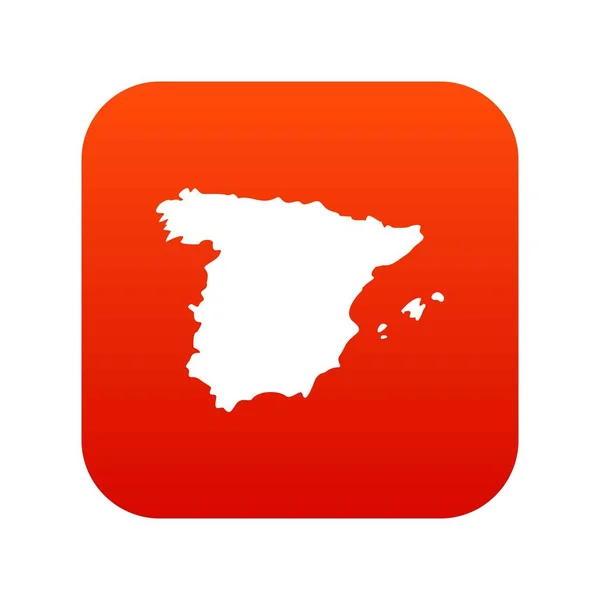 Mapa de España icono digital rojo — Vector de stock
