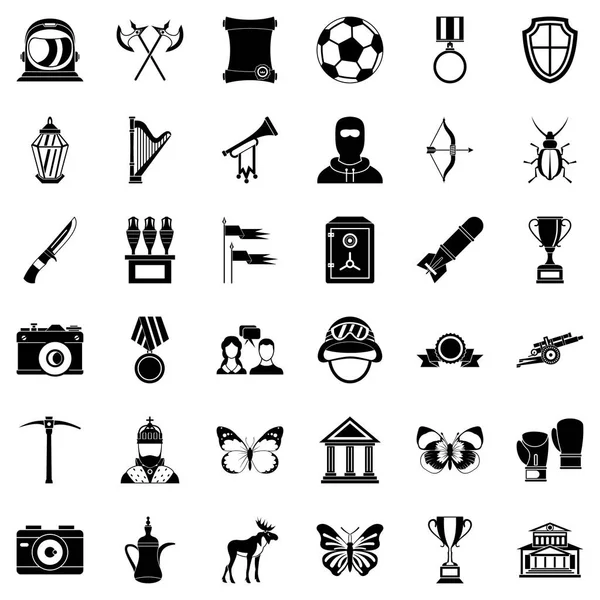 Ensemble d'icônes muséologiques, style simple — Image vectorielle