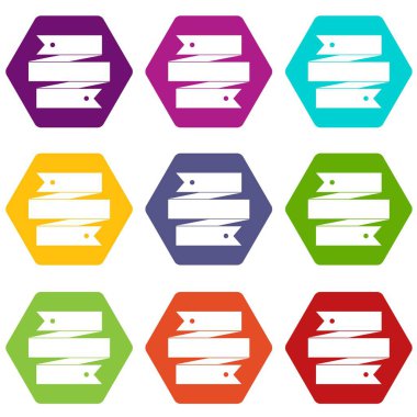 Renk altı yüzlü şerit afiş Icon set