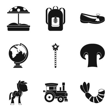 Hemşirelik okulu Icons set, basit tarzı