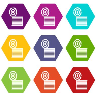 Renk altı yüzlü Tincan Icon set