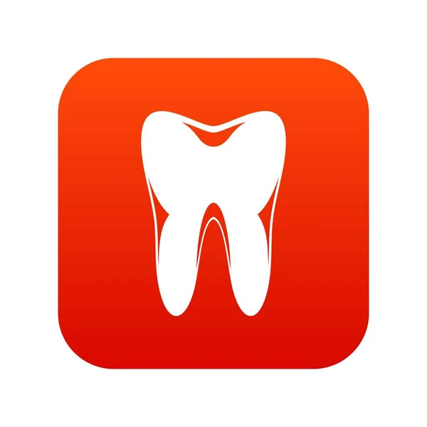 Icono diente humano digital rojo — Archivo Imágenes Vectoriales