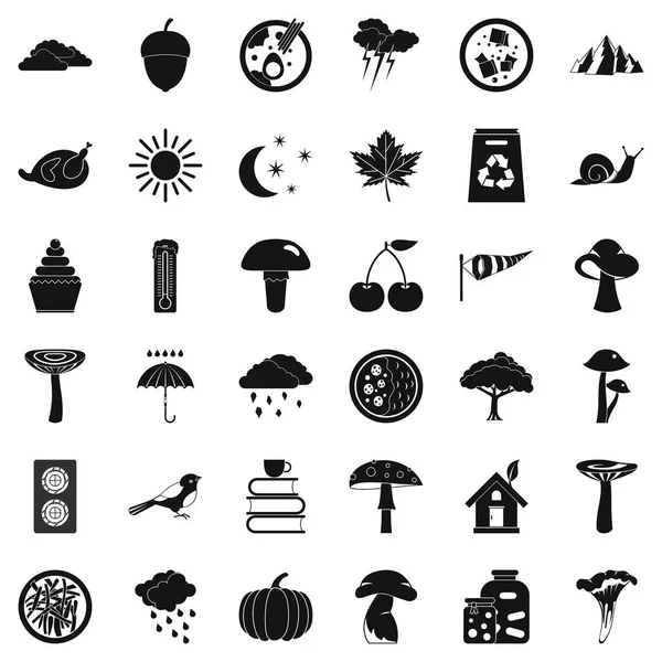 Conjunto de iconos del mundo forestal, estilo simple — Vector de stock
