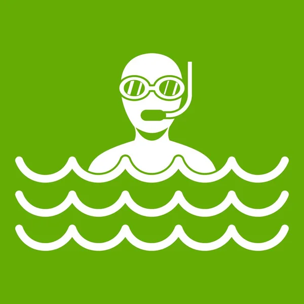 Uomo con icona scuba verde — Vettoriale Stock