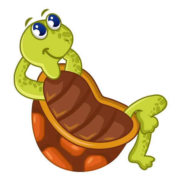 Icono de tortuga sentada, estilo de dibujos animados — Vector de stock