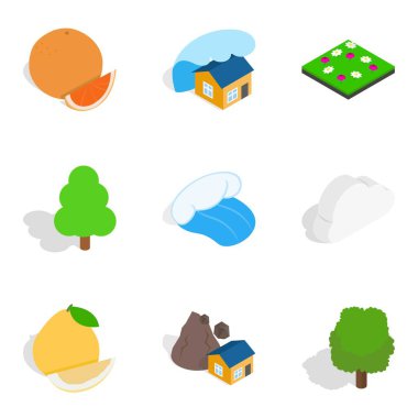 Mutlaka Icons set, izometrik stili