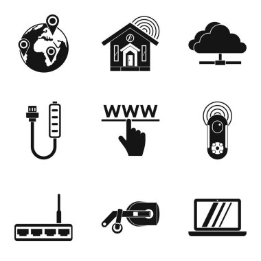 Ev ağı Icons set, basit tarzı
