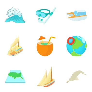 Deniz pratik Icons set, karikatür tarzı