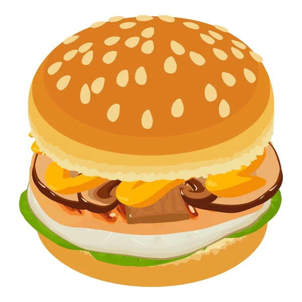 Gustosa icona hamburger, in stile isometrico — Vettoriale Stock