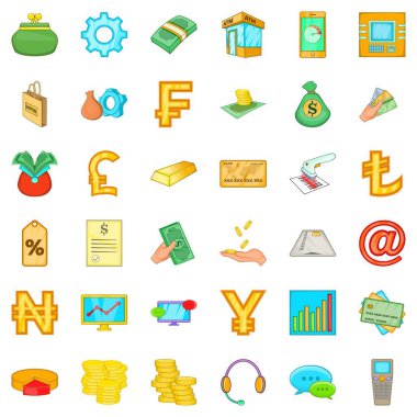 Office Icons set ödemek, tarzı çizgi film