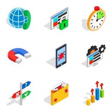 Yerel ağ Icons set, izometrik stili