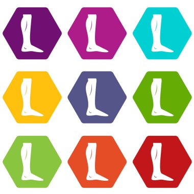 Renk altı yüzlü insan bacak Icon set