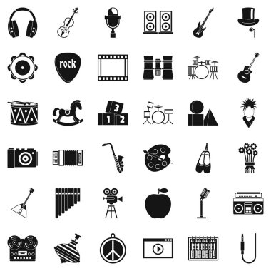 Müzikal eğitimin Icons set, basit tarzı