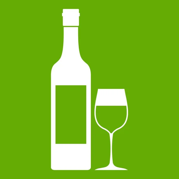 Bottle of wine icon green — Stock Vector