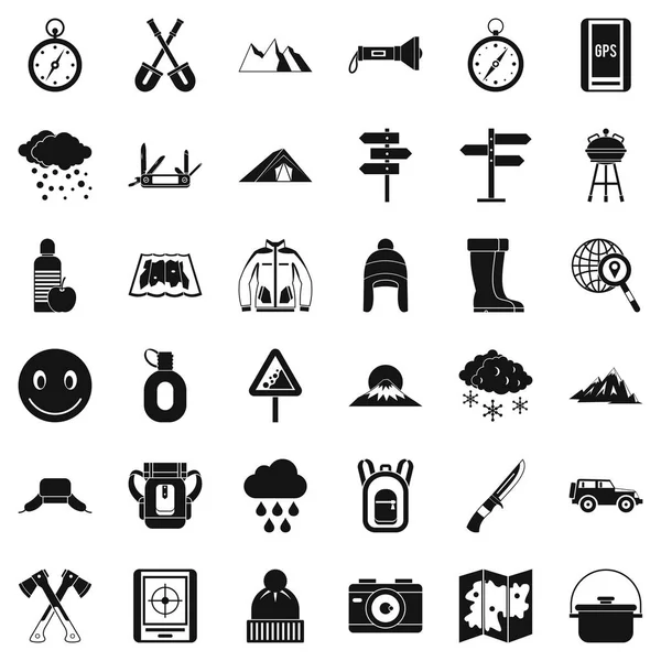 Climbing icons set, simple style — Stock Vector