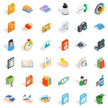 Çoklu ortam dosyasını Icons set, izometrik stili