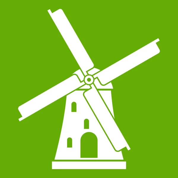 Alte Windmühle Symbol grün — Stockvektor