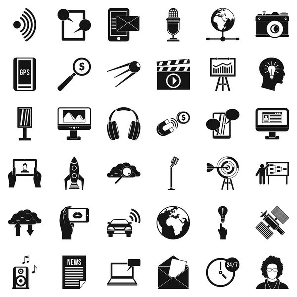 Conjunto de iconos de medios de comunicación, estilo simple — Archivo Imágenes Vectoriales