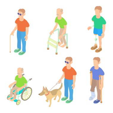 Hasta insanlar simge seti, karikatür tarzı