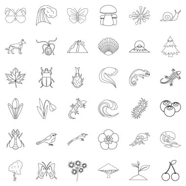 Çevre güvenlik Icons set, anahat stili