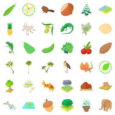 Dış yaşam Icons set, karikatür tarzı