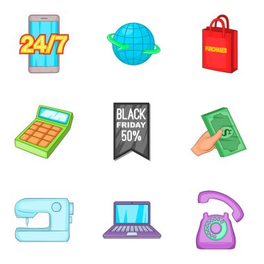 Perakende satış simgeler ayarla, tarzı çizgi film