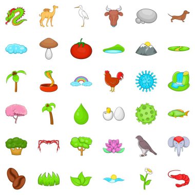 Normal hayat Icons set, karikatür tarzı