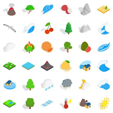 Orman Icons set, izometrik tarzı yaşam