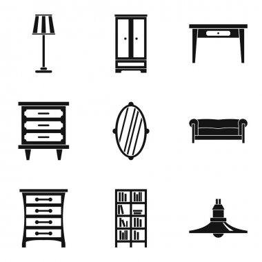 Ev iş Icons set, basit tarzı