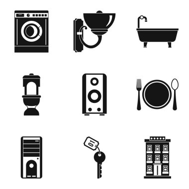 Yurtiçi iş Icons set, basit tarzı