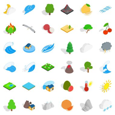 Ağaçlandırma Icons set, izometrik stili