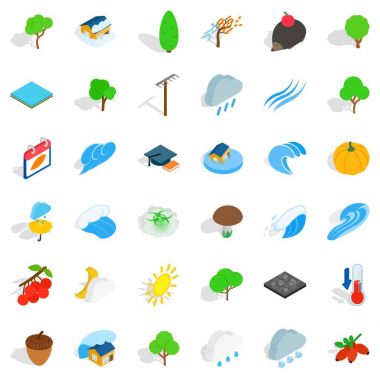 Doğal arazi Icons set, izometrik stili