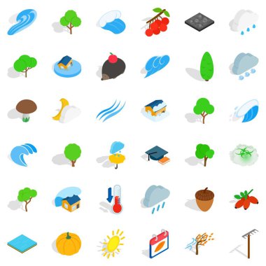 Güzel toprak Icons set, izometrik stili