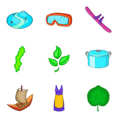 Scandinavia Icons set, karikatür tarzı
