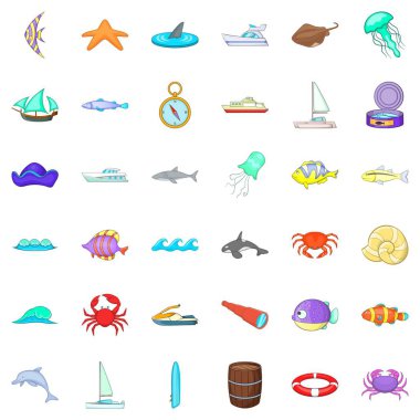 Tuzlu Icons set, karikatür tarzı