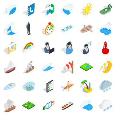 Denize dayanıklı Icons set, izometrik stili
