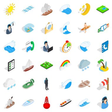 Tekne iş simgeler kümesi, izometrik stili