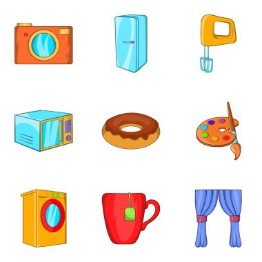 Baba evi Icons set, karikatür tarzı