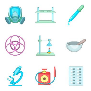 Bilimsel Laboratuarı Icons set, karikatür tarzı