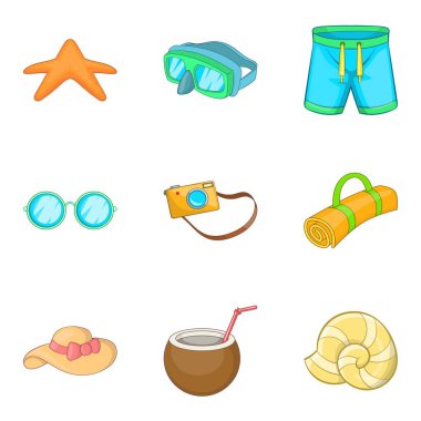 Deniz yüzey Icons set, karikatür tarzı